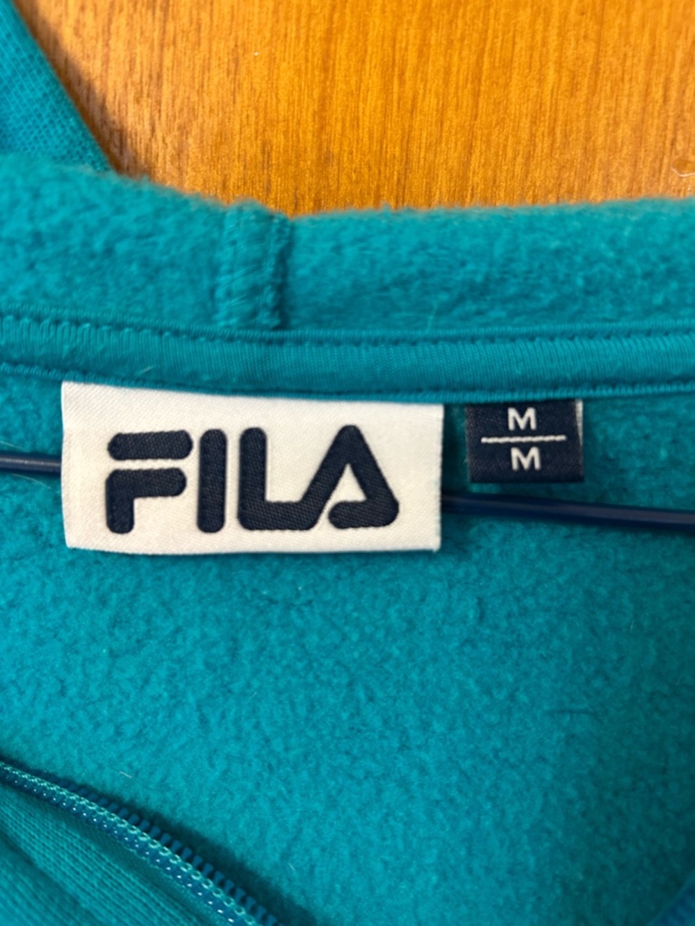Fila Teal Zip Front Hoodie with Logo - Picture 3 of 4